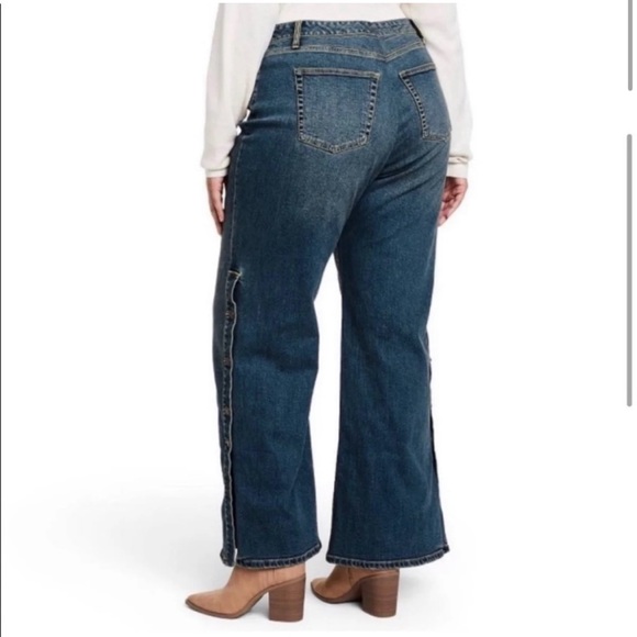 Nili Lotan Wide leg button side denim jeans Size 14 - Picture 10 of 12